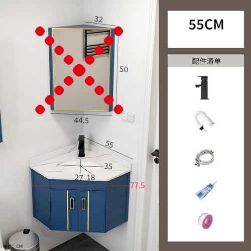 Sink,Corner Bathroom Vanity Cabinet with Sink, Wall Mount Bathroom Sink for Small Space, Utility Washing Hand Basin Design, for Home Kitchen Patio Room,One Color-Black White