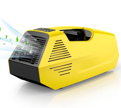Portable Air Conditioners, 2380BTU Rapid Cooling Outdoor Air Conditioner, 240W Low Power Consumption Camping Air Conditioner for Tent, RV, Truck,Van, Car (Battery Not Included) - Yellow