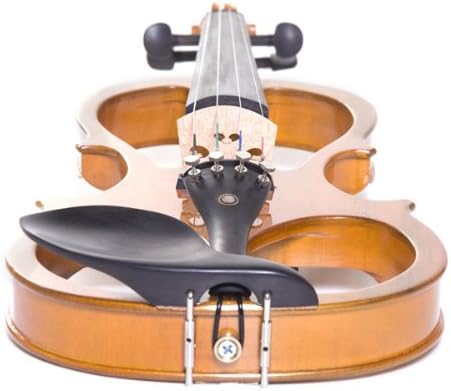 Cecilio 4/4 Full Size Electric Silent Violin, Hand-Carved Solid Maple Wood, Complete Set with Case & Ebony Fittings, Ideal for Practice, Stage & Studio Use, Yellow Maple Metallic