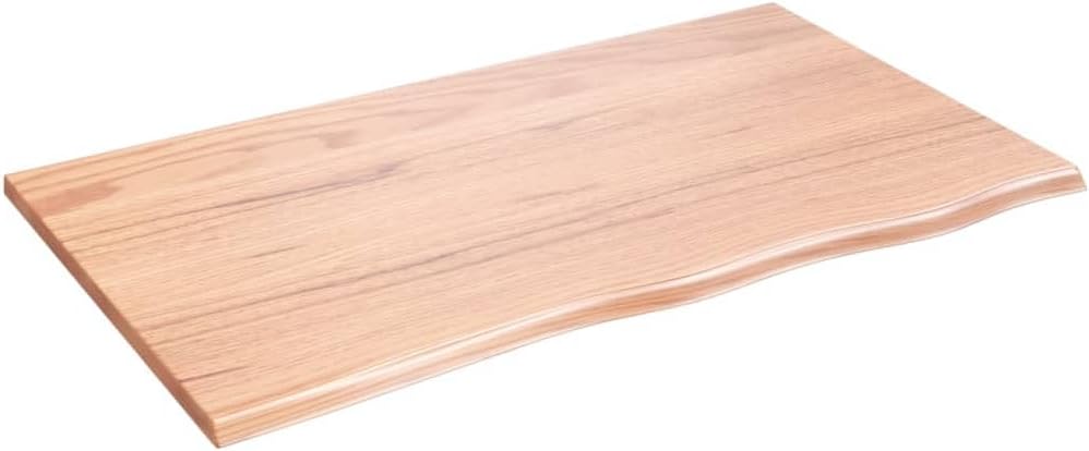 Light Brown Floating Wall Shelf, Solid Oak Wood, Large 39.4x23.6 Inch Display Storage for Living Room, Natural Live Edge Design, Easy Mount Décor Accents