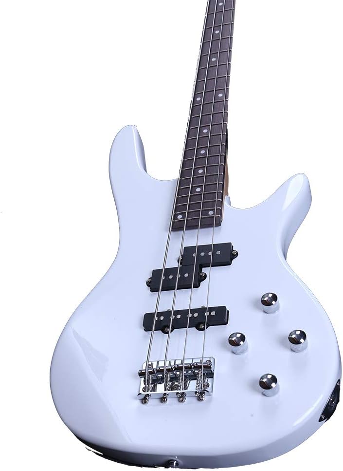Exquisite Stylish IB Bass Guitar with Power Line and Wrench Tool (White)