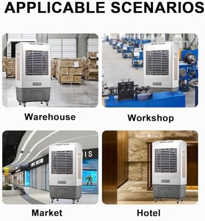 Mobile Air Conditioner, 3-in-1 Evaporative Air Cooler with 50L Water Tank, 6 Ice Boxes, 3 Speeds, Remote Control & 1-7H Timer for Home, Office, Dorm(55L)