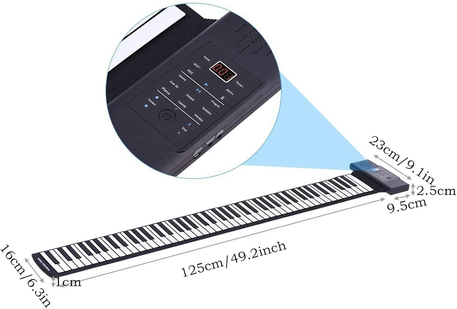 Portable 88-Key Roll Up Piano, Silicone Keyboard, Built-in Speaker, MIDI Support, USB Rechargeable, for Beginners and Travel