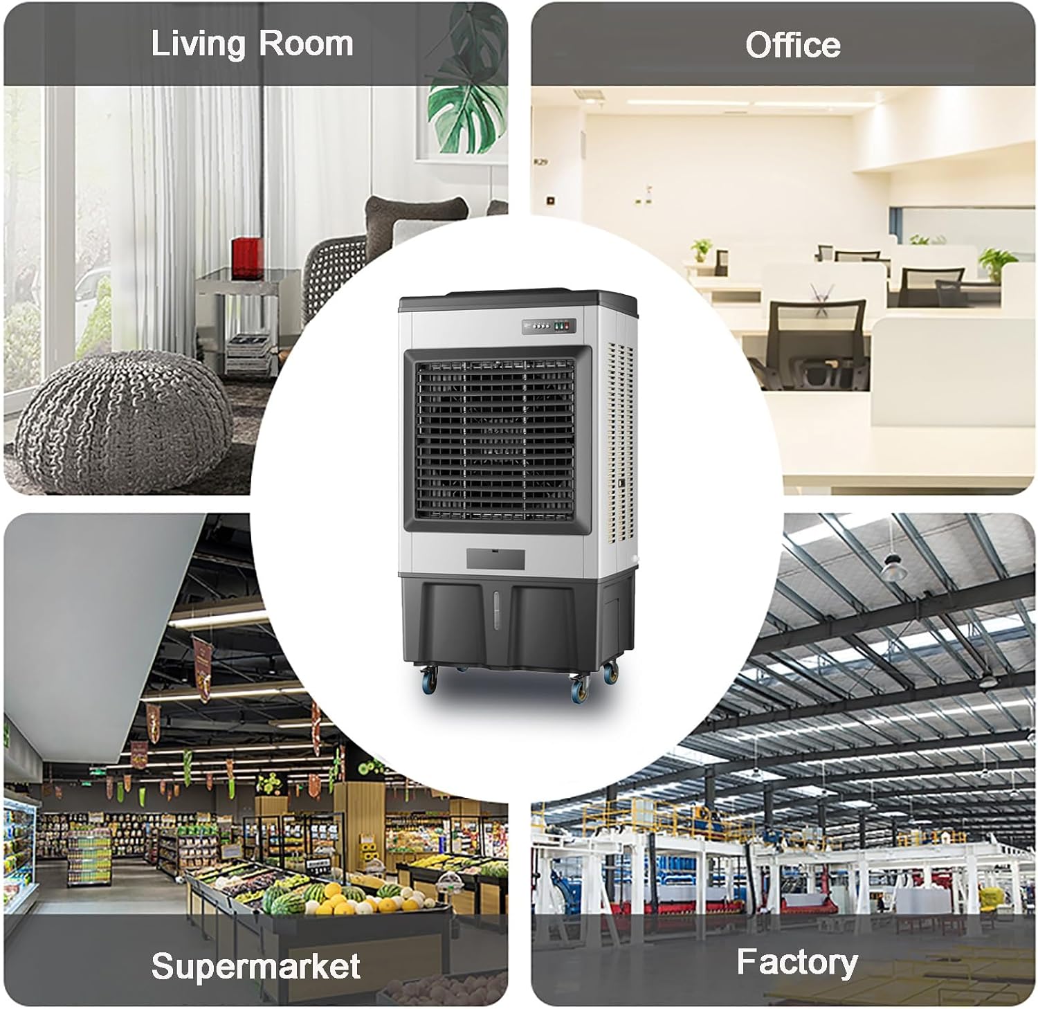 Generic Swamp Cooler, Air Conditioner Portable Strong Wind, Three Wind Speeds 120° Oscillation 8 Ice, Evaporative Conditioner for Room Office Outdoor