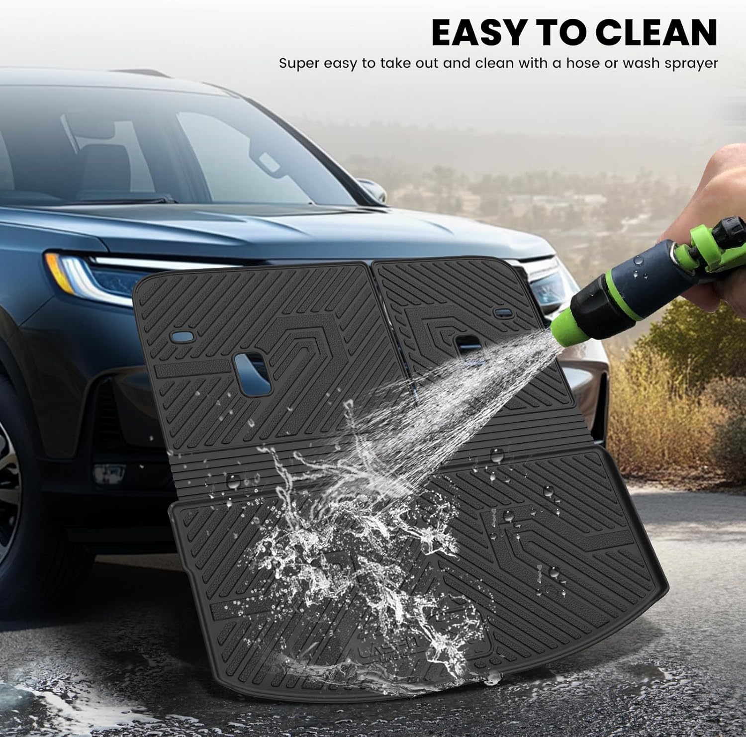 LASFIT Cargo Mat and Backrest Mat for Mazda CX-90 / CX 90 PHEV 2024 2025 2026 7&8 Seats(Not for 6 Seats) TPE Custom Fit All Weather Trunk Liner Waterproof CX90/CX90 PHEV Cargo Tray Accessories, Black