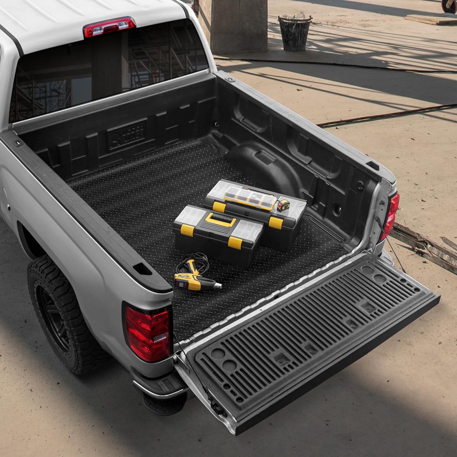 Motor Trend Utility Truck Bed Mat – All Weather Rubber Truck Bed Liner Mat Universal Size, Heavy Duty Protection for Your Truck,Van, or SUV, Pickup, Trim to Fit, Black, 4' x 6'