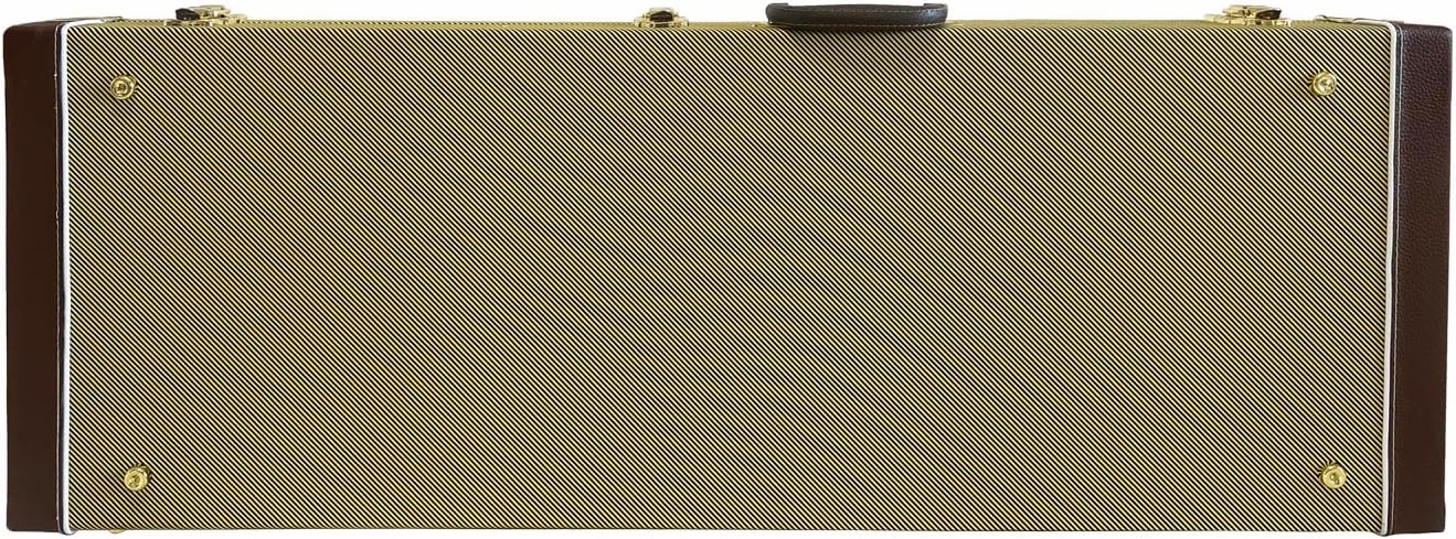 Electric guitar hardshell case leather case bag with internal guitar bag soft layer with locking latch waterproof (Yellow)