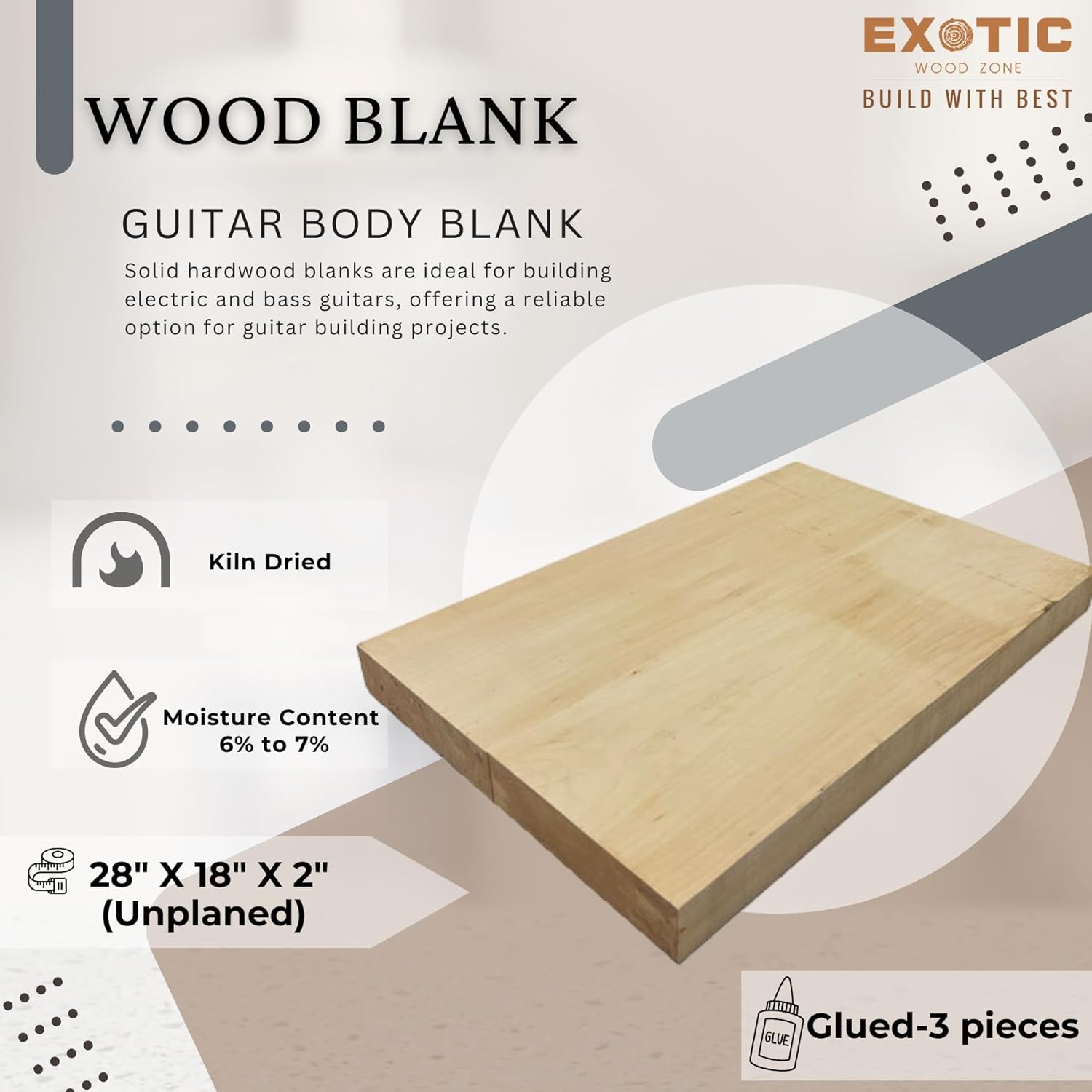 Exotic Wood Zone's Basswood Electric/Bass Explorer Musical Guitar Tonewood Body Blanks | 28