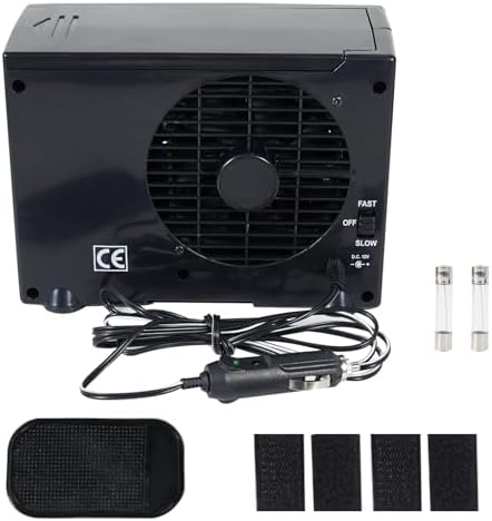 Unifizz 12V Portable Mini Car Air Conditioner Cooler Fan Evaporative Cooling Water Ice Universal Personal Black