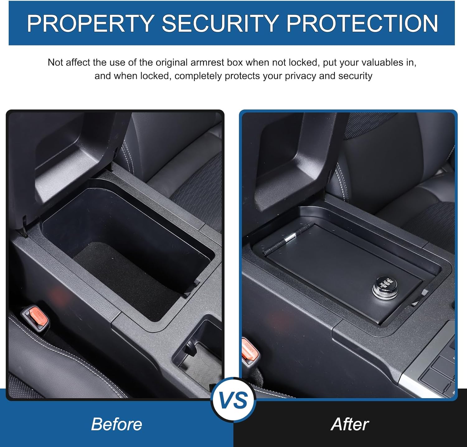 Center Console Safe Lock Box Compatible with Toyota Land Cruiser 250 Prado J250 LC250 2024 2025 Accessories, Center Armrest Lockbox Security Storage Organizer Box