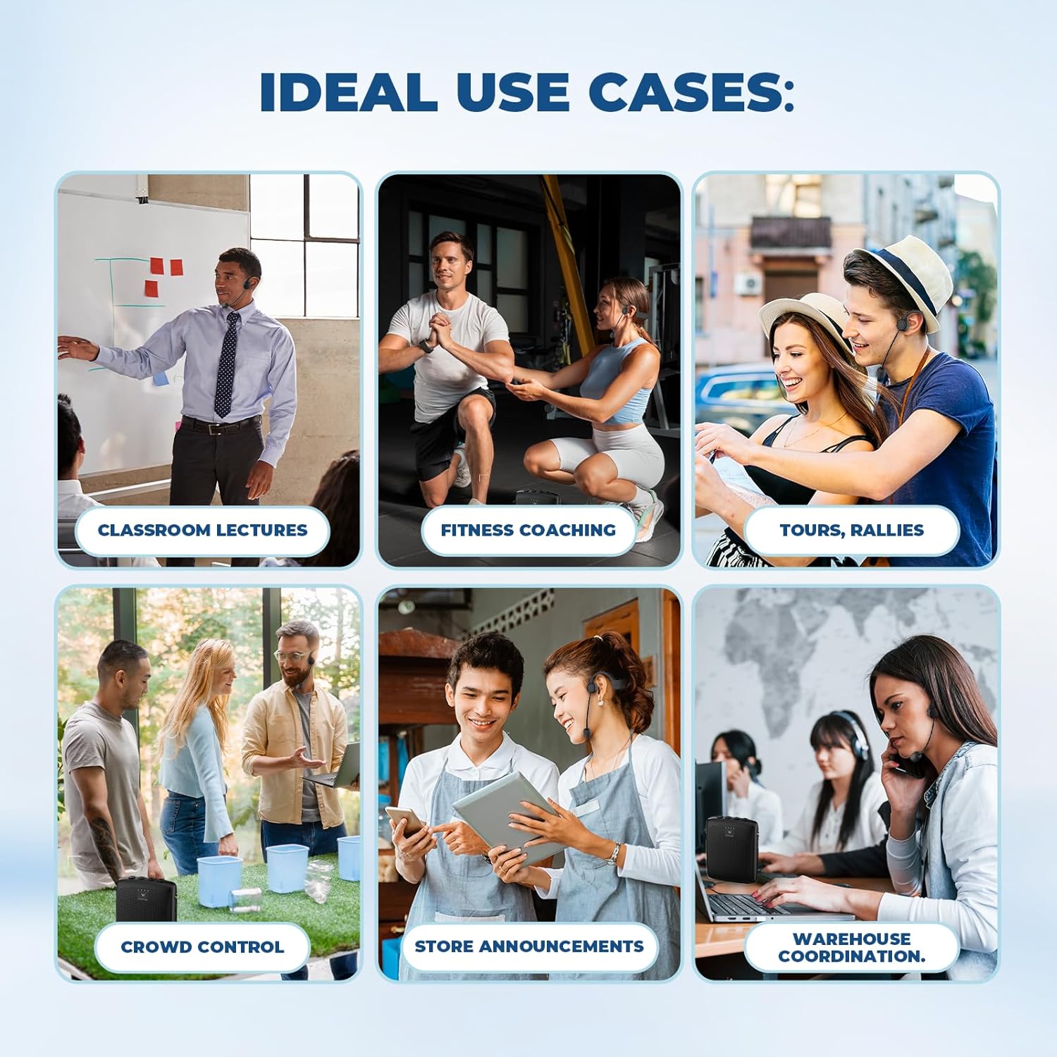 WinBridge Voice Amplifier Wireless Microphone Earhook, Porable Speaker and Mic for Teachers, Mini PA System with Crystal-Clear Original Sound, Fitness Ear-Secured Microphone for Public Speaking WB007