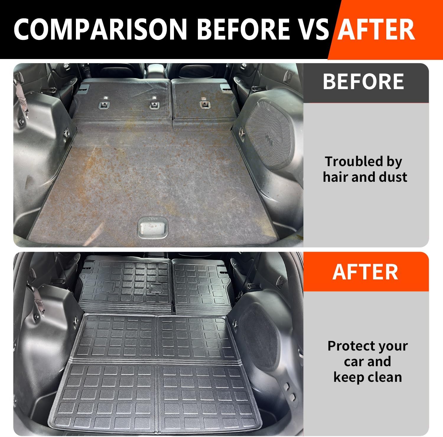 powoq Cargo Mat Compatible with 2019-2023 Jeep Cherokee Trunk Mat TPE Cargo Liner Trunk Liner Replacement for 2019 2020 2021 2022 2023 Jeep Cherokee Accessories