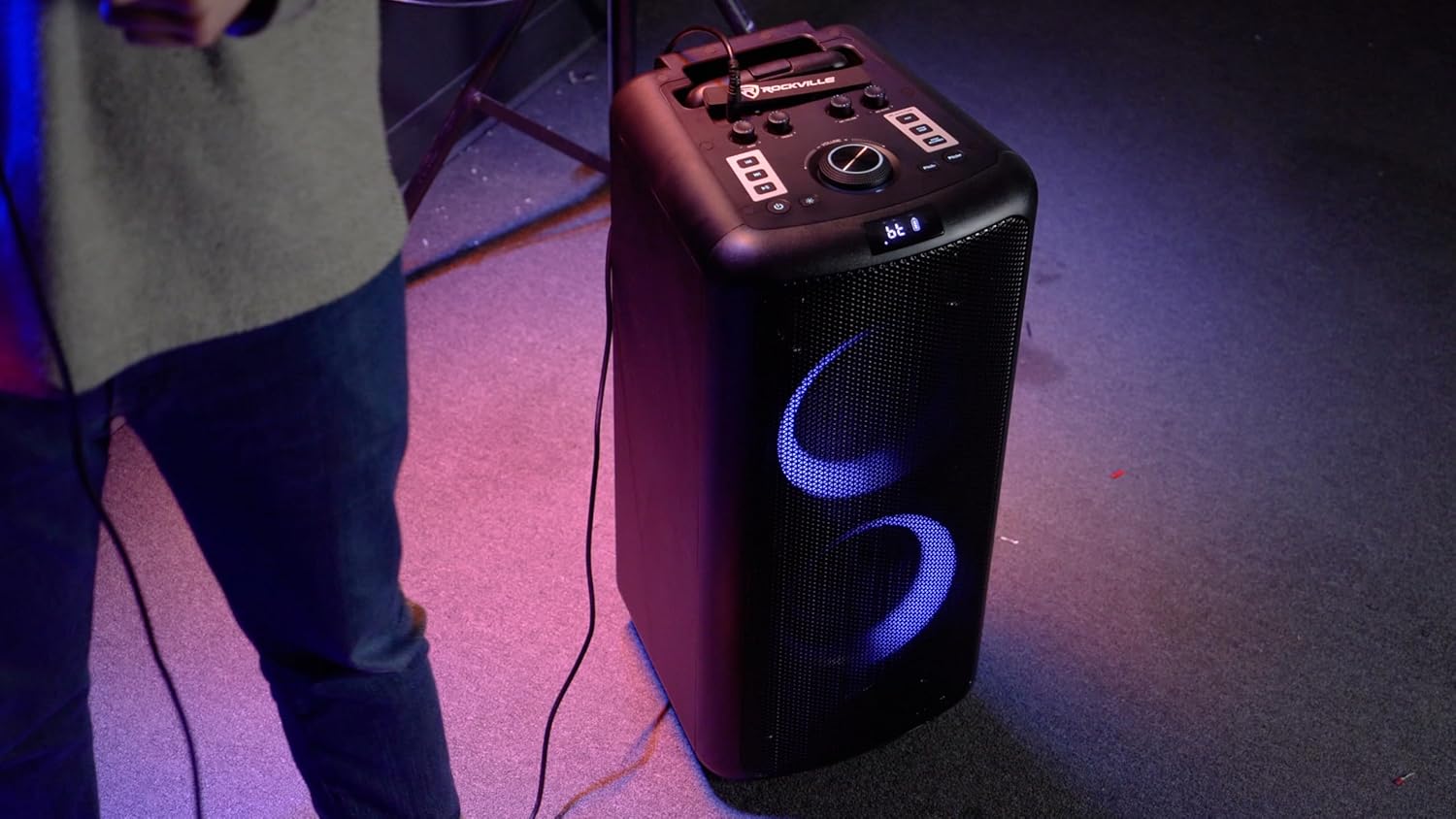 Rockville Elite Party 65 Bluetooth Party Speaker, 2000W Peak/500W RMS, Karaoke Effects, LED Lights, Guitar/Optical Inputs, for Events and Parties