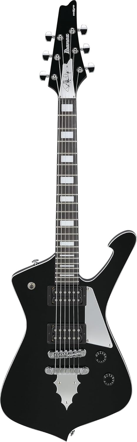 Ibanez PSM10 Paul Stanley miKro Short Scale Electric Guitar - Black Bundle with Amplifier, Tuner, Cable, Picks, Austin Bazaar Instructional Video, and Polishing Cloth