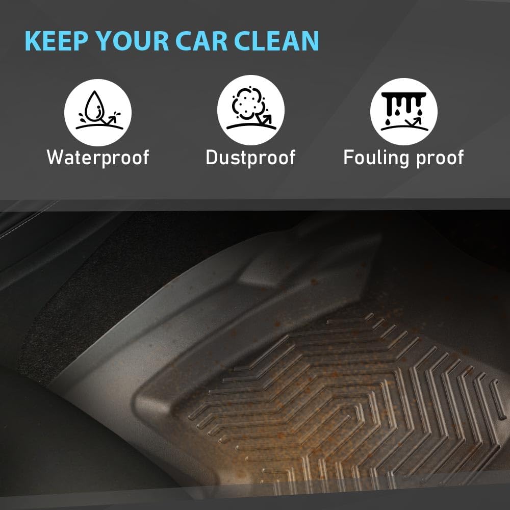 Floor Mats TPE Compatible with Chevy Silverado/GMC Sierra 1500 1999-2006 & Classic 2007 & 2500 2001-2004 3PCS Cargo Liners All Weather Protection Accessories