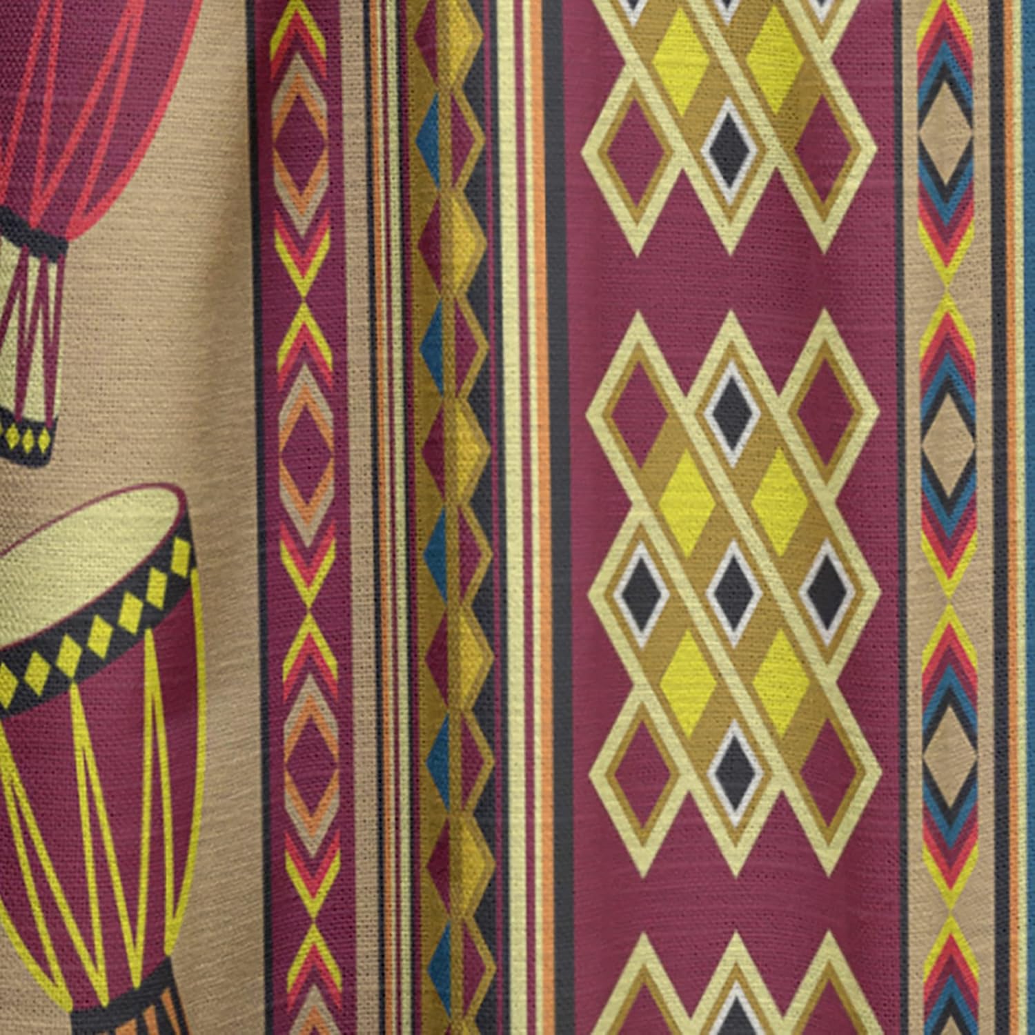 Curtains 'African Drum Beckground' Curtains for Bedroom, Curtains for Living Room, Curtains & Drapes - Thermal Insulated - Single Panel-52x108