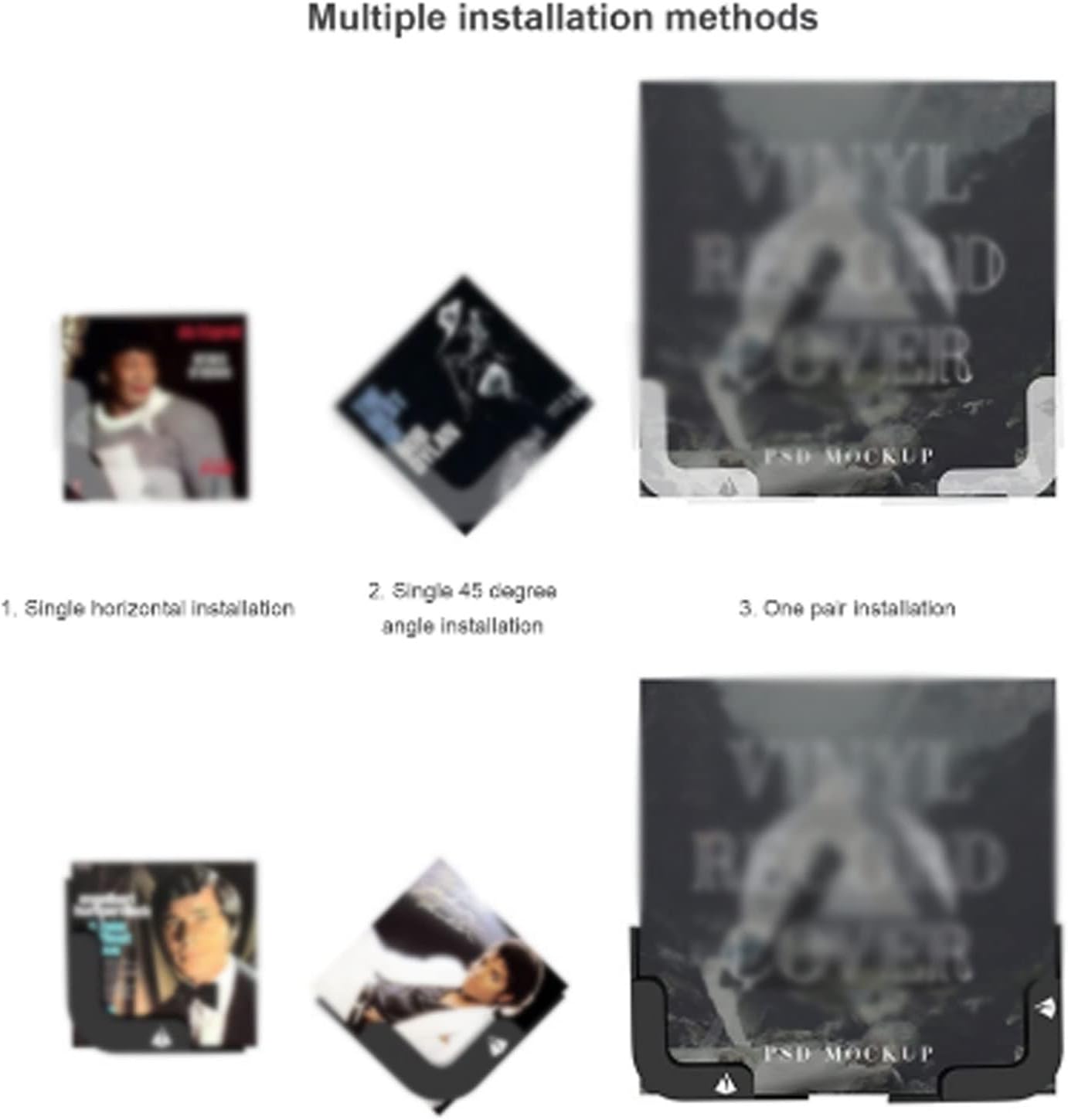 Home shelves Record Display Holder Flexible Shelf Wall Mount Adjustable Sturdy Acrylic Floating Brackets Anti-falling Design With Doub(Black)