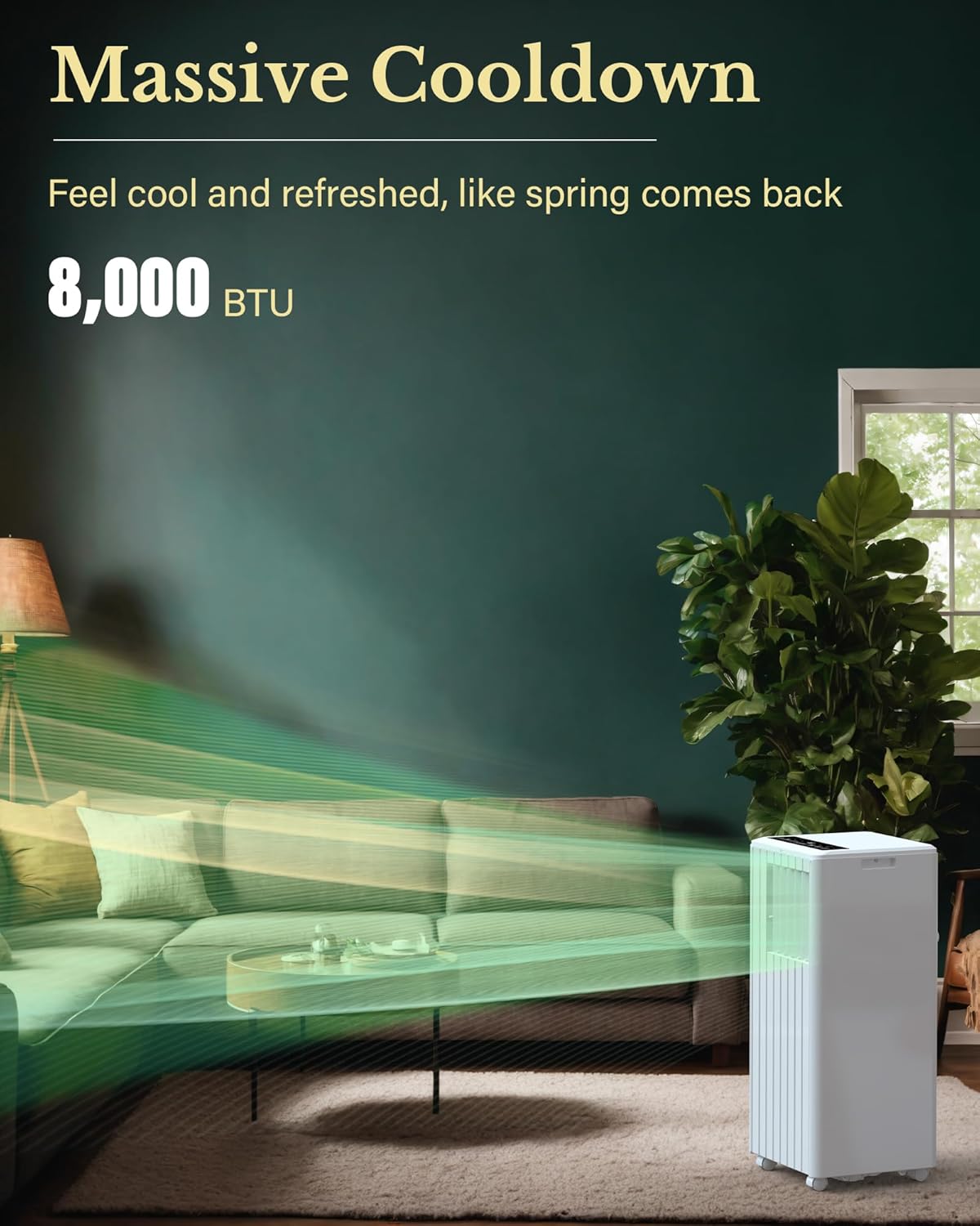 Portable Air Conditioner, 8,000 BTU Air Conditioner Portable for Room Up to 350 Sq.Ft, with Cooling, Fan, Dehumidifier & Sleep Mode, Remote Control, LED Display