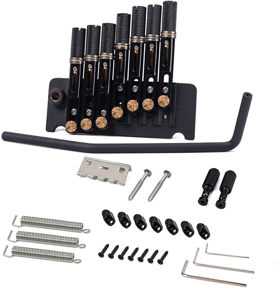 Alnicov 7 String Headless Guitar Bridge Tremolo System with Tailpiece for Electric Guitar Parts Replacement Tools