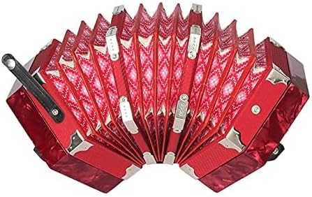 Cncertina Accordion 20-Button 40-Reed And Concertina Accordion 20-Button 40-Reed Anglo Style with Carrying Bag (Red)