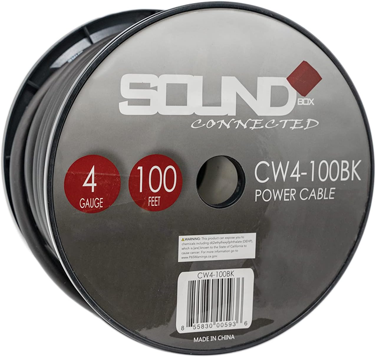 SoundBox Connected 4 Gauge Black Amplifier Amp Power/Ground Wire 100 Feet Superflex Cable 100' Spool