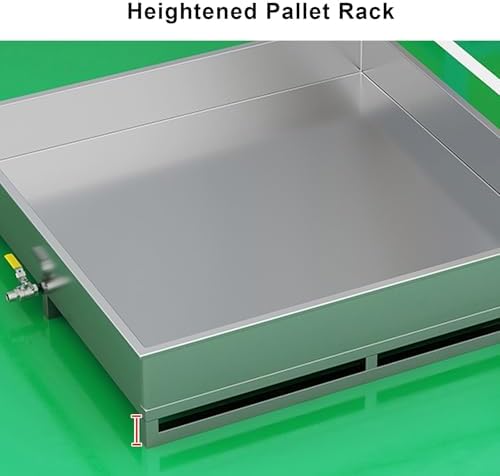 Leakproof Stainless Steel Drain Pan with Drain Valve - Oil Drum & Washing Machine Containment Tray - Elevated Design for Easy Drainage & Spill Protection