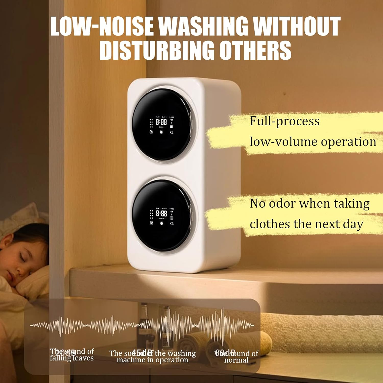 Compact Portable Washing Machine, Single/double Drum, Wall-mounted & Desktop, 3.5l Stainless Steel Tub, Smart Touch, Fully Automatic Washer Dryer For Dorm, Apartment, Rv, Travel A Desktop