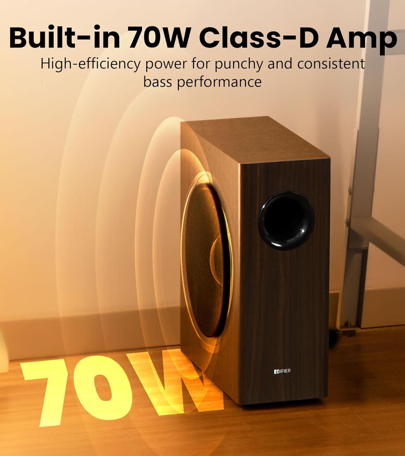 Edifier T5s Powered Active Subwoofer with 70W RMS, 8