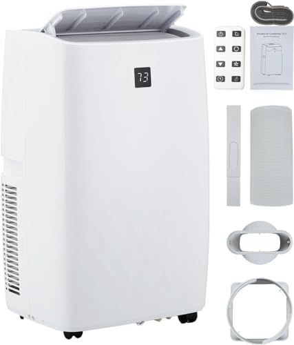 14,000 BTU 3-in-1 Portable Air Conditioner with Window Kit, Cools up to 750 Sq.Ft, 75-Pint Dehumidifier, 51db Ultra Quiet, 4-Way Airflow Remote Control, AC Unit For Living room, office, White 3033