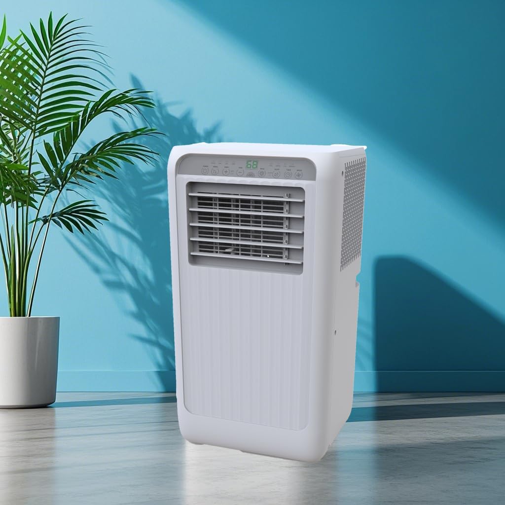 10,000 BTU Portable Air Conditioner Cools 450 Sq.Ft Rooms, 3-In-1 Cooling AC Unit with Dehumidifier/Fan, Remote & 24H Timer, Includes Window Kit - for Bedroom, Office, Apartment, White