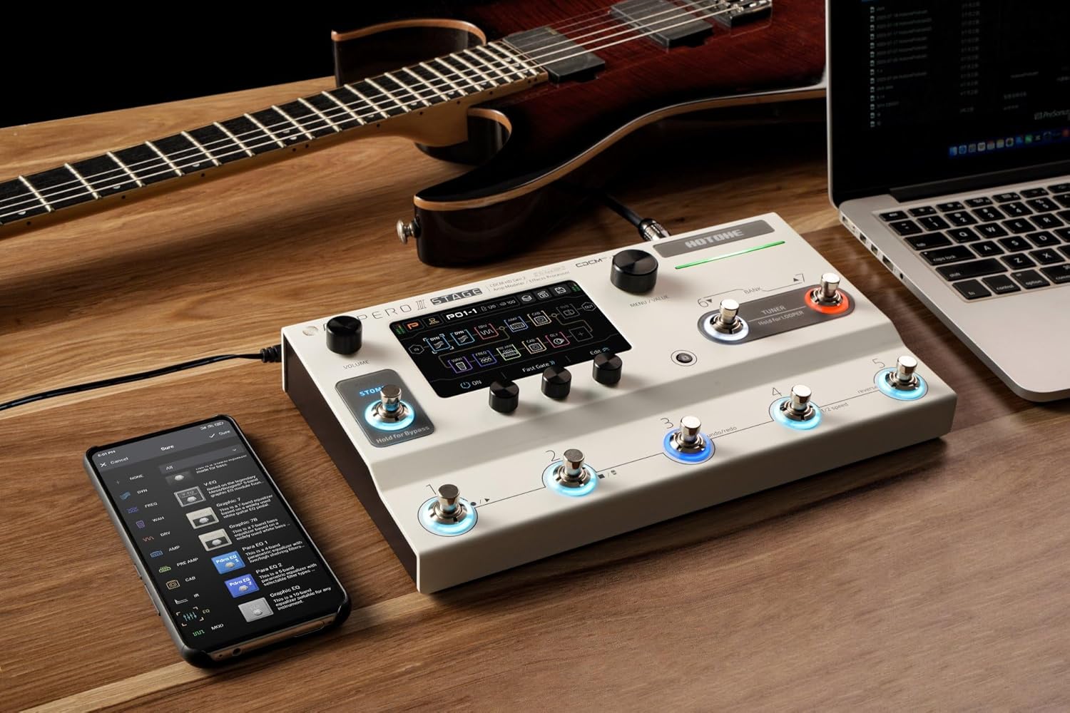 HOTONE Multi-Effect Pedal Processor, Touchscreen, Guitar, Bass, Amplifier, Modeling, IR Cabinets, Simulation, Dual Effect Chains with FX Loop MIDI I/O Stereo OTG, Audio Interface