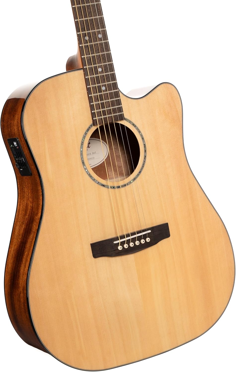 Cort EARTH60CENAT Earth 60 Dreadnought Solid Top Acoustic Electric Guitar, Natural Gloss