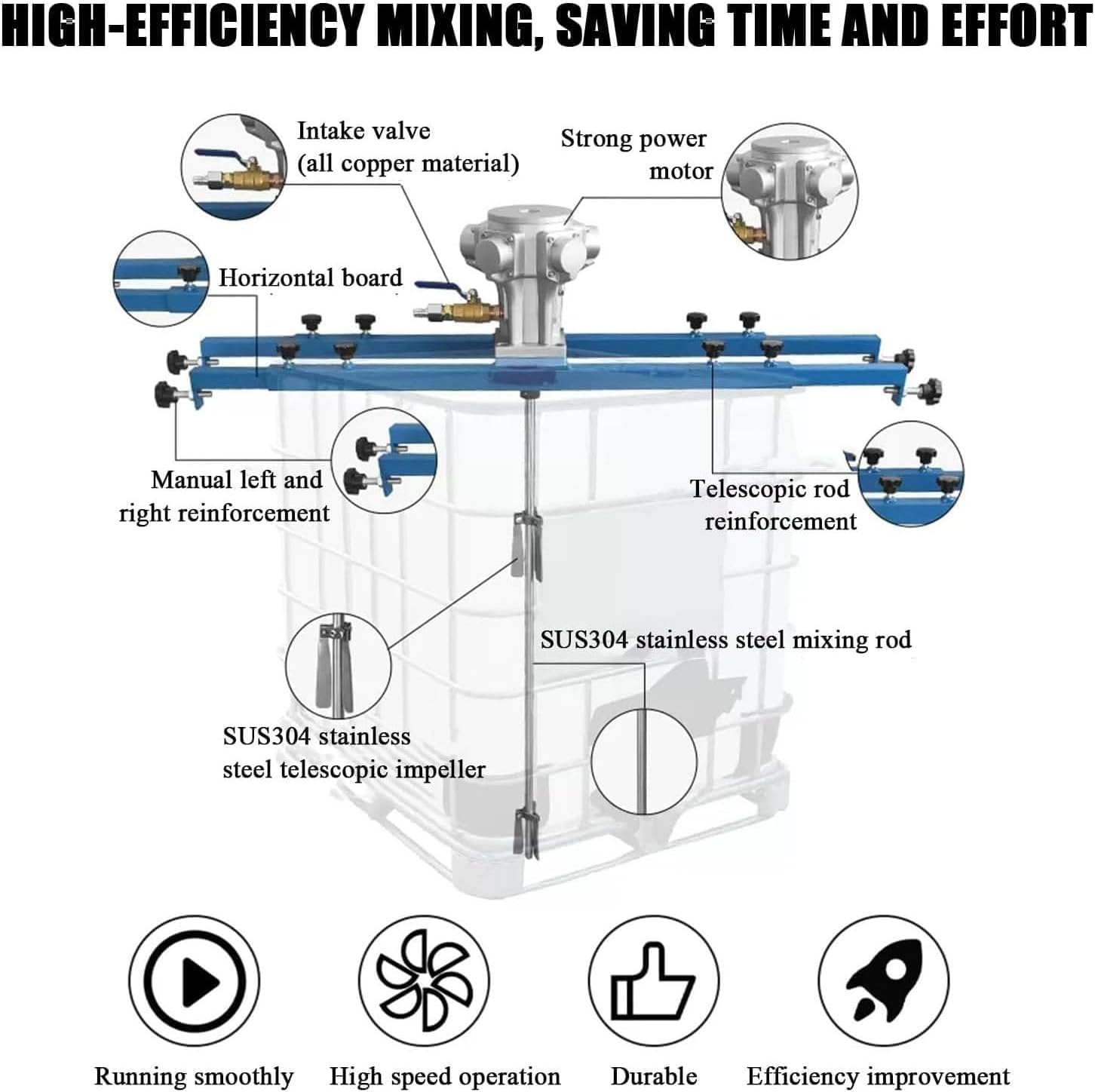 IBC Air Agitator, Pneumatic Pail Agitator Paint Mixer, Paint Stirring Machine, Bracket Air Agitator Paint Mix Tool, Paint Agitator, Air Mixer Drum Mixer 5cylinders