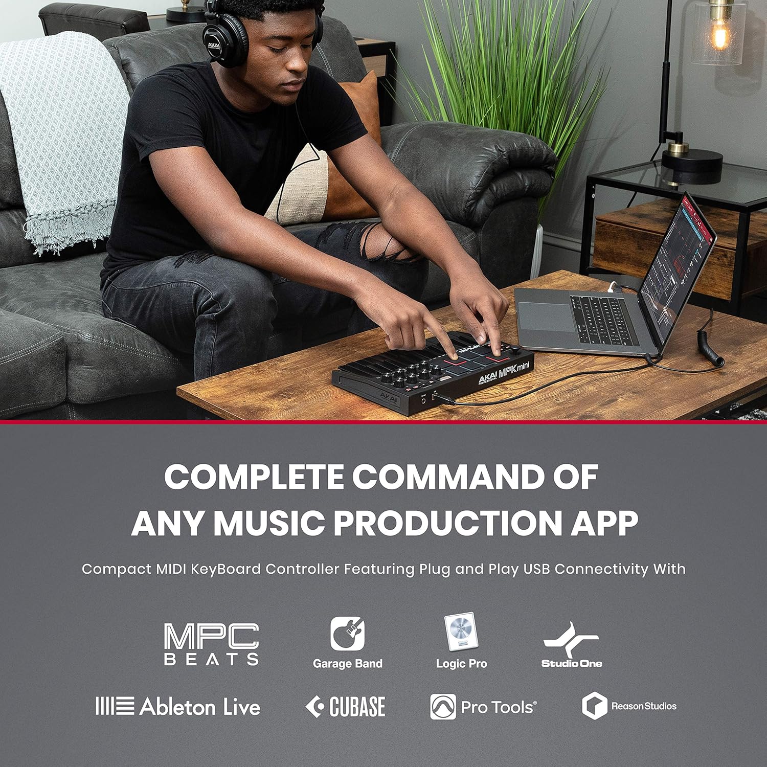 Akai MPK Mini MK3 MIDI Keyboard Controller + M-Audio SP2 Sustain Pedal, with MPC Beats and Software Suite – Beat Maker Bundle (Black)