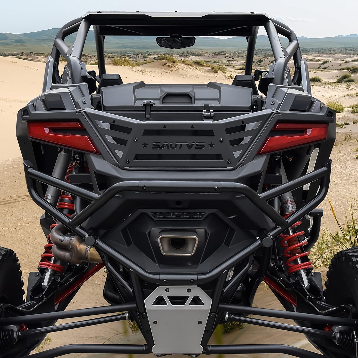 SAUTVS Rear Cargo Bed Extender Tailgate for Polaris RZR PRO R 2022-2025, Heavy Duty Steel Rear Bed Extender Cargo Tailgate Enclosure Rack for Polaris RZR Pro R 2022 2023 2024 2025 Accessories