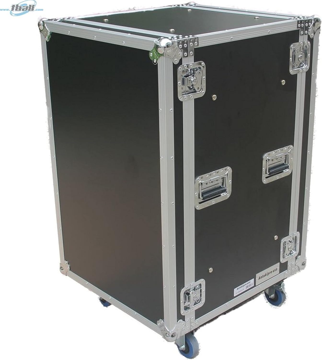 AP-18SM21W Fly Drive Shock Mount Case for 19-in Width DJ Amplifier or Similarly Sized Equipment with Laptop Shelf and Wheels, Black