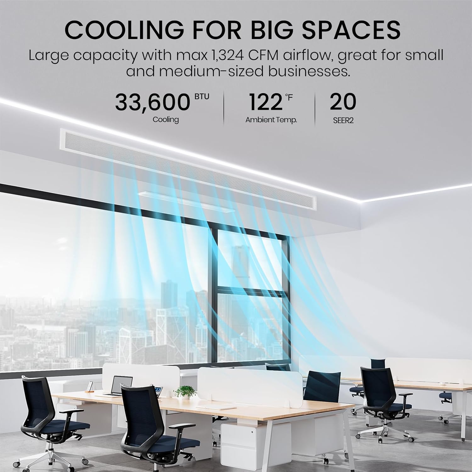 TOSOT 34,000 BTU Ducted Mini Split Air Conditioner, Concealed Ducted AC with Built-In Water Pump and Smart Wired Controller, 230V, Large Airflow for Light Commercial & Residential Use, Cosmo Series