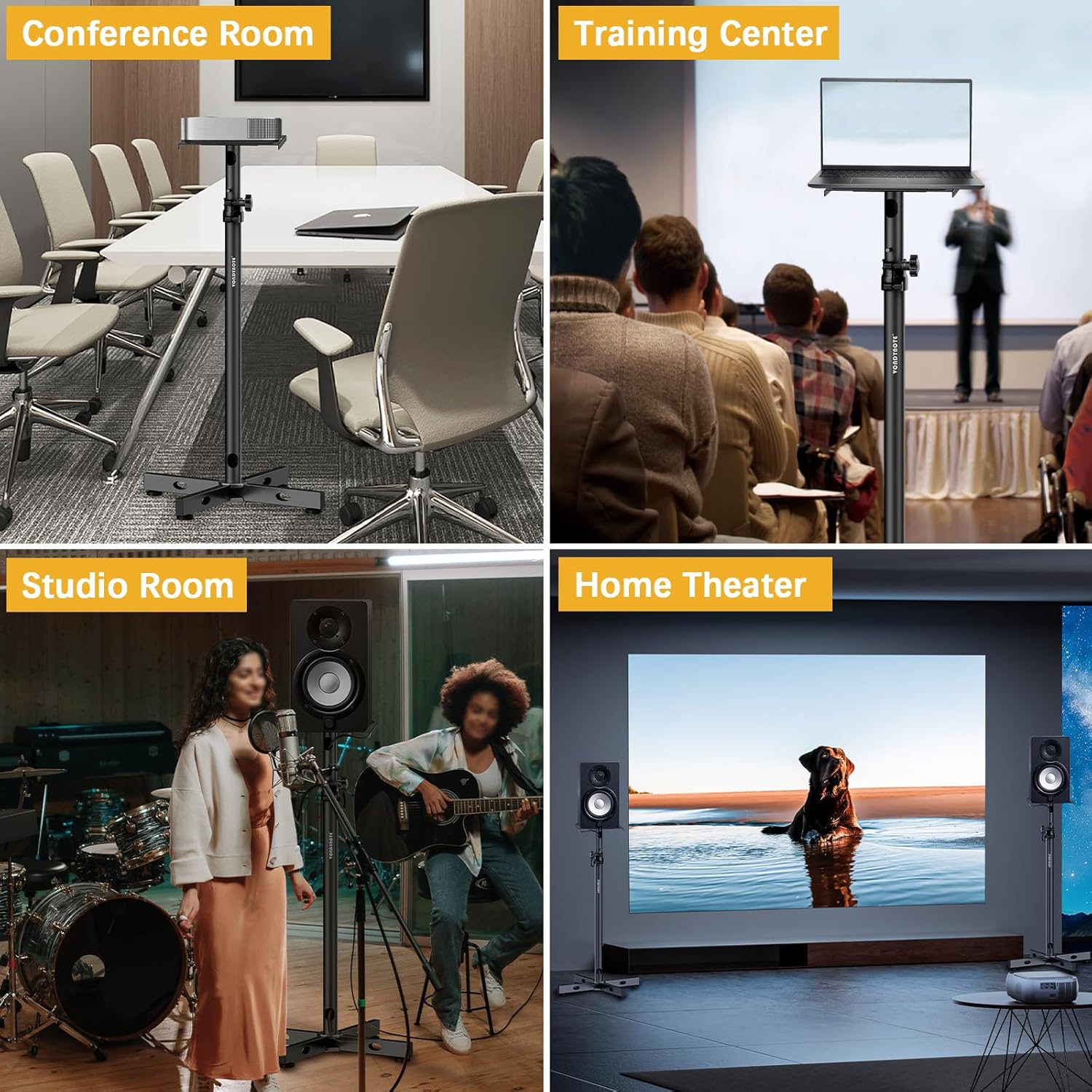 Set of 2 Studio Monitor Stands Adjustable Height Speaker Stands with Cable Management