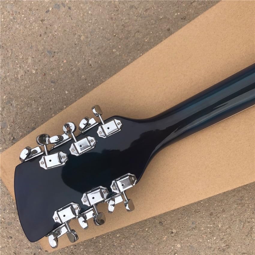 Custom 12 string 360 electric guitar, blue, bright red sandalwood fingerboard, half empty center