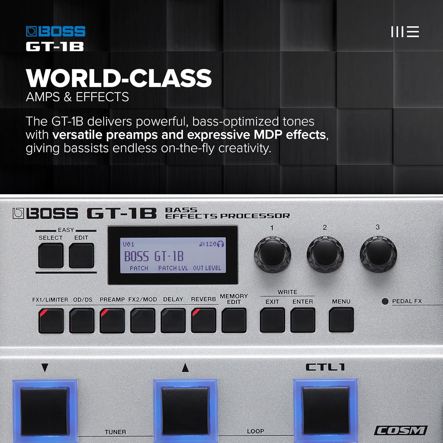 BOSS GT-1B | Compact Bass Effects Processor | Bass-Optimized Amps & Effects | Premium Sound Engine | Ideal for Beginner Bassists | Durable & Lightweight | FREE Pro Patches via BOSS Tone Central