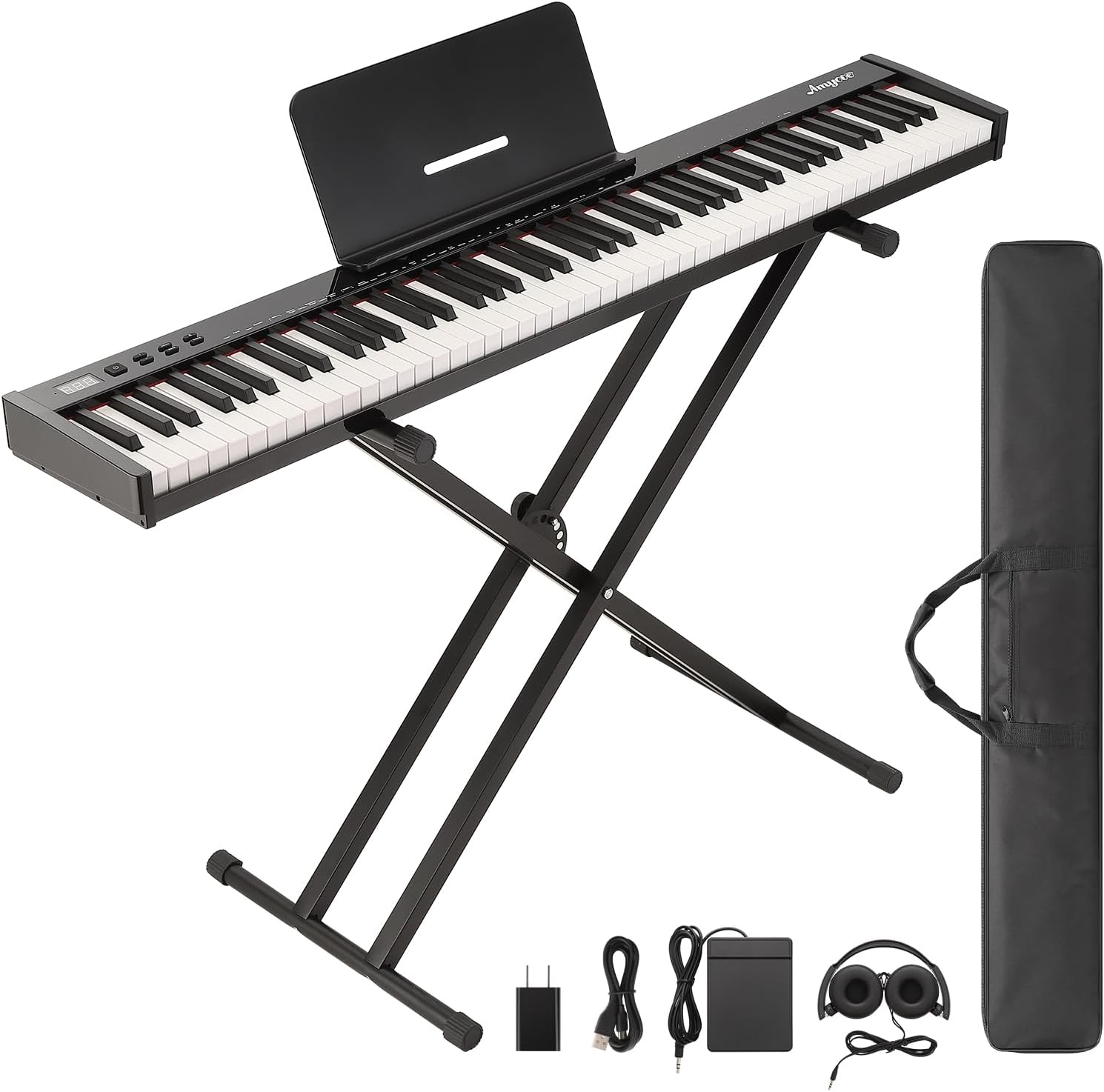 88 Key Piano Keyboard, Electric Piano Keyboard with Weighted Keys & Magnetic Keys, Portable Digital Piano for Beginners - Foldable Electronic Keyboard Piano Full Size, Carry Bag