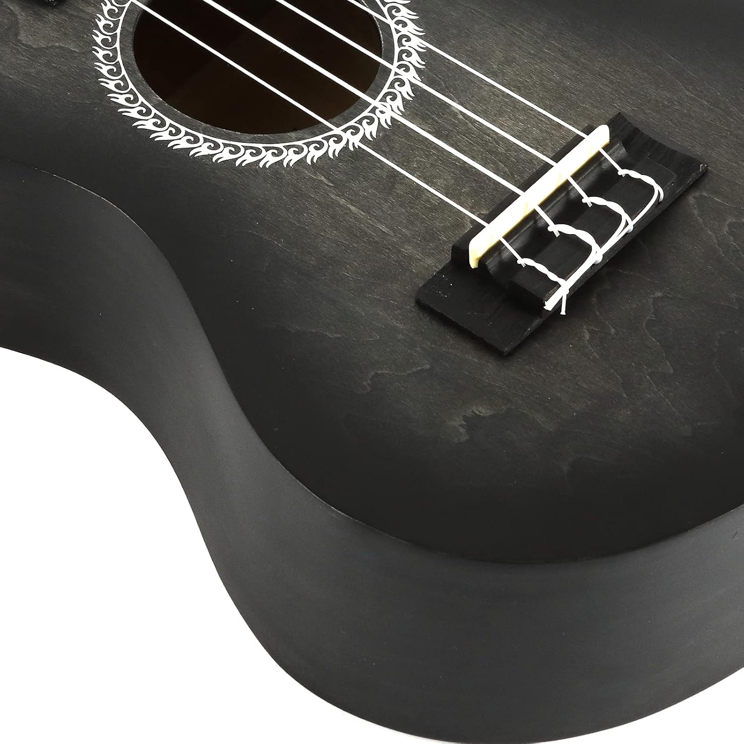 WINZZ HAND RUBBED Series - Concert Ukulele Vintage Hawaiian with Bag, Tuner, Strap, Extra Strings, Fingerboard Sticker, 23 Inches, Black