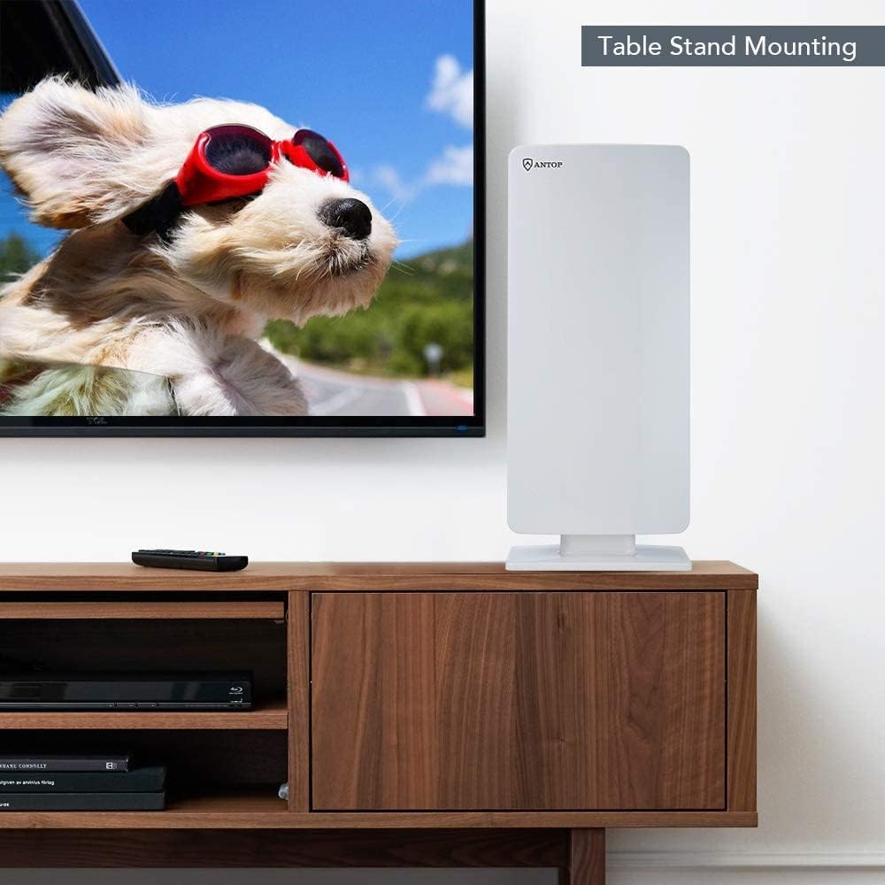 ANTOP Outdoor/Indoor HDTV Antenna, Big Boy Series AT-400BV, Smartpass Amplifier, 85 Miles Range, UHF/VHF Range Enhanced, Support 4K 1080p