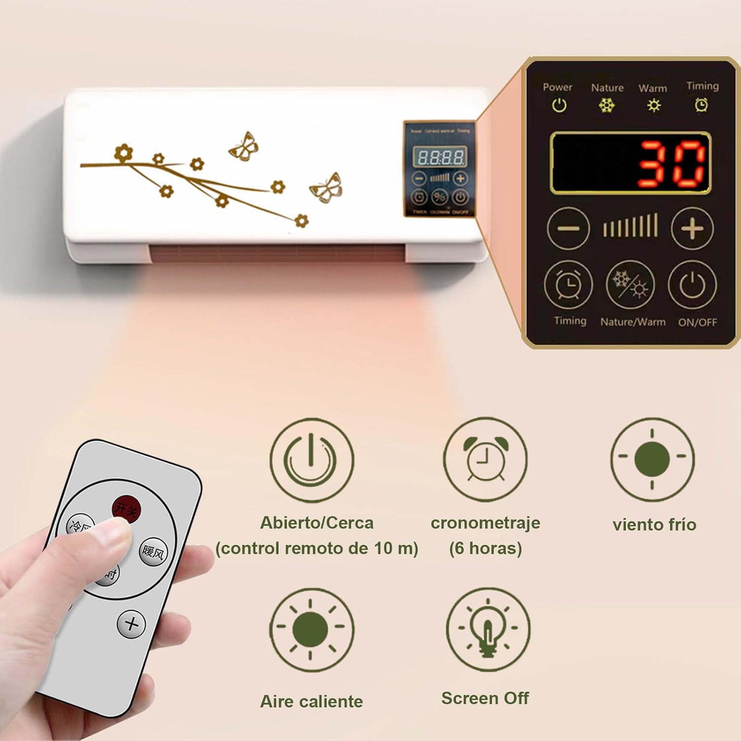 Enchantia Wall Mounted Air Conditioner, Cooling and Heating Portable Air Conditioning Split Max With Remote Control and Digital Display Screen, Wall-Mounted 2-In-1 Mini Split Thermostat