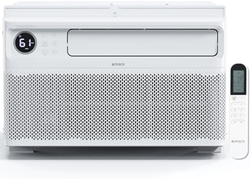 ROVSUN 10000 BTU Window Air Conditioner with Inverter Compressor, AC Unit for Window with Remote Control, Timer Function & Pre-Installed Side Panels for Easy Operation & Installation, 115V/60Hz