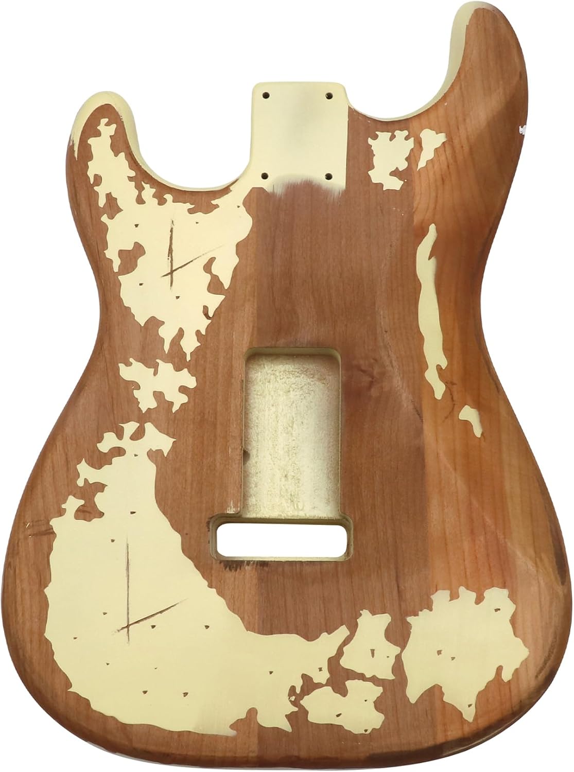 Sunsmile Relic Electric Guitar Body ST Style Nitro Alder DIY Guitar Body H-S-H Route Relic Cream Yellow.