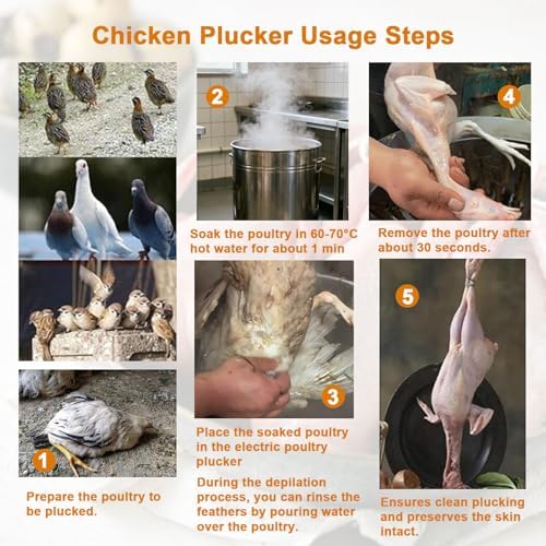 Automatic Chicken Plucker Machine - 350 RPM Stainless Steel Drum with Rubber Plucking Rods, Ideal for Restaurants, Farmers Markets, and Food Factories - 35Model
