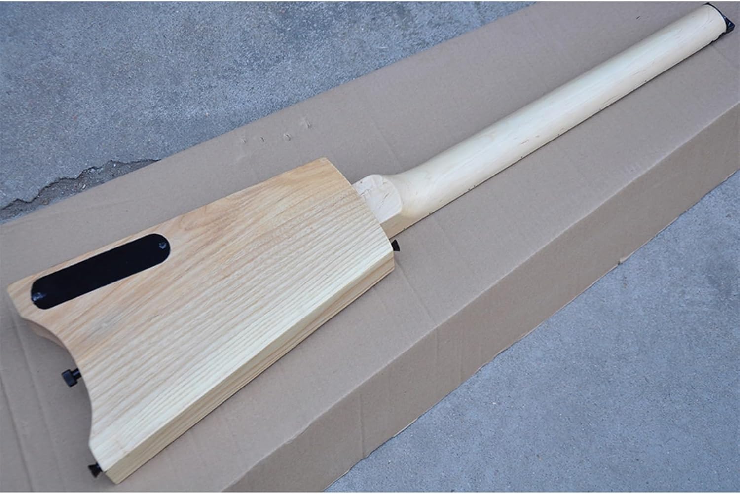 Natural Headless 24 Frets Electric Guitar with Humbuckers Pickups Maple Fretboard Last 4 Frets Scalloped Professional Headless Guitar