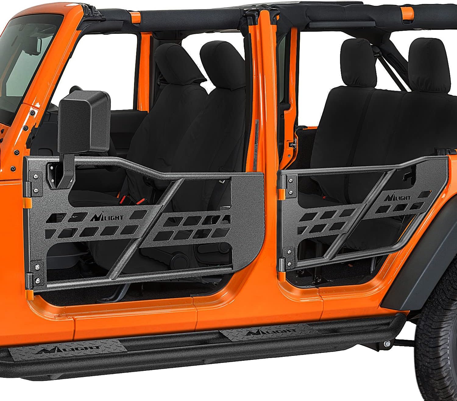 Nilight Off Road Front Rear Tubular Doors W/Side View Mirrors Compatible with 2007 2008 2009 2010 2011 2012 2013 2014 2015 2016 2017 2018 Wrangler JK 4 Door Only