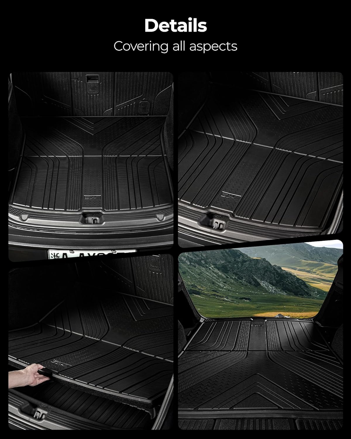 3W Tesla Model Y Juniper Cargo Liner 2025 2026, Rear Trunk Mat, 2025 2026 Model Y Juniper Accessories, TPE Anti-Slip All Weather Odorless Custom Fit